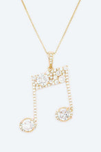 Load image into Gallery viewer, Cubic Zirconia Music Note Pendant Necklace Ti Amo I love you
