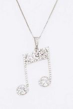 Load image into Gallery viewer, Cubic Zirconia Music Note Pendant Necklace Ti Amo I love you
