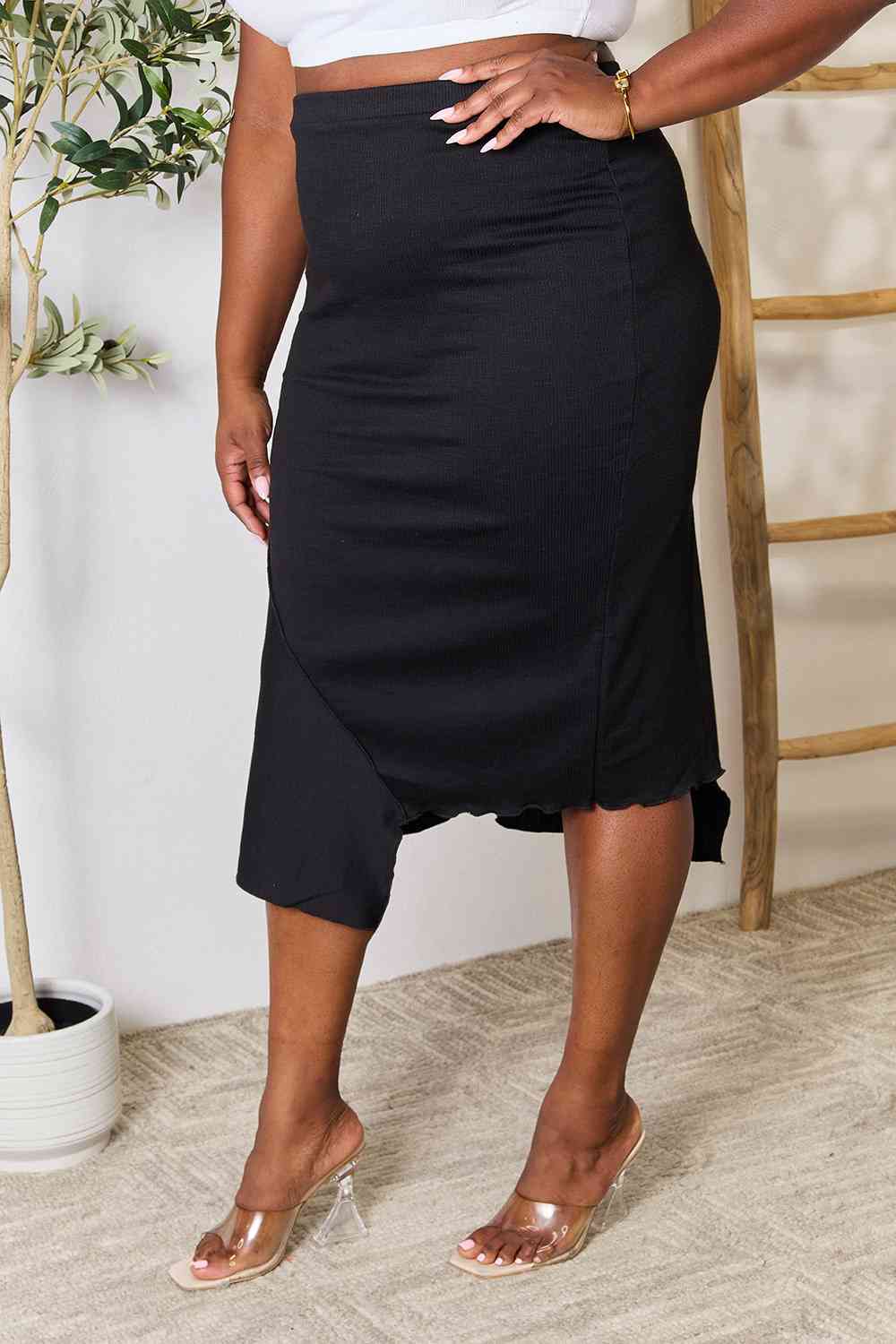 Culture Code Full Size High Waist Midi Skirt Ti Amo I love you