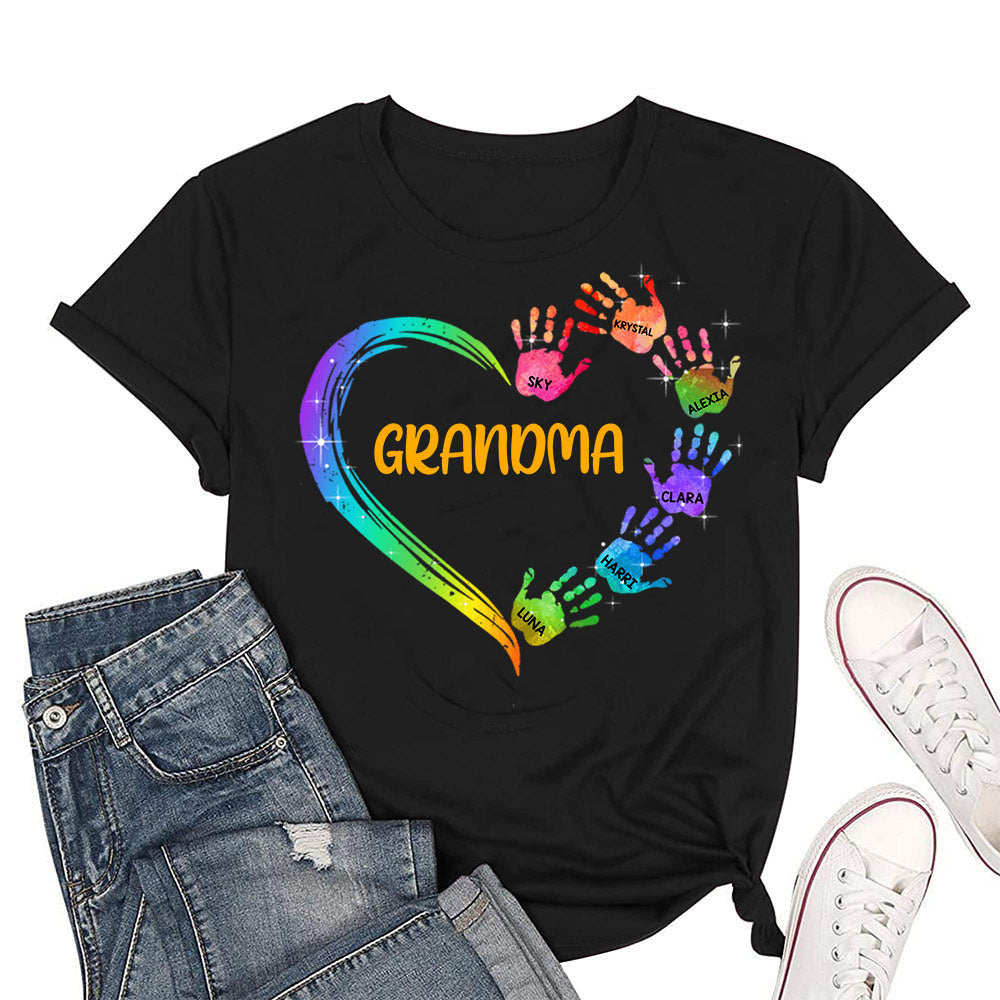 Custom Colorful Heart Hand Print Shirt - Classic Tee Ti Amo I love you