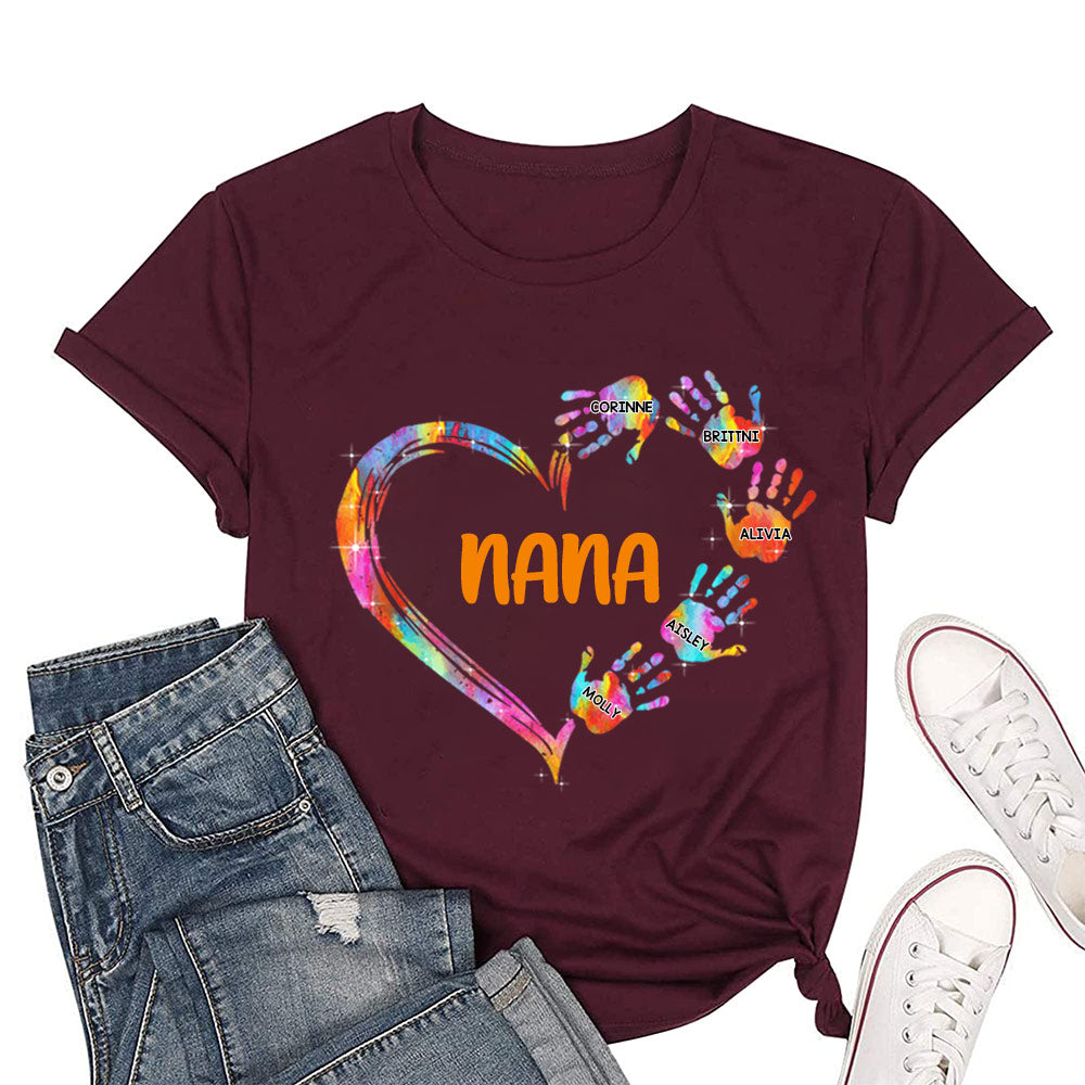 Custom Colorful Heart Hand Print Shirt - Classic Tee Ti Amo I love you