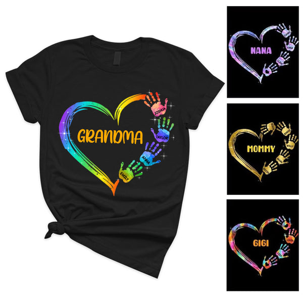 Custom Colorful Heart Hand Print Shirt - Classic Tee Ti Amo I love you