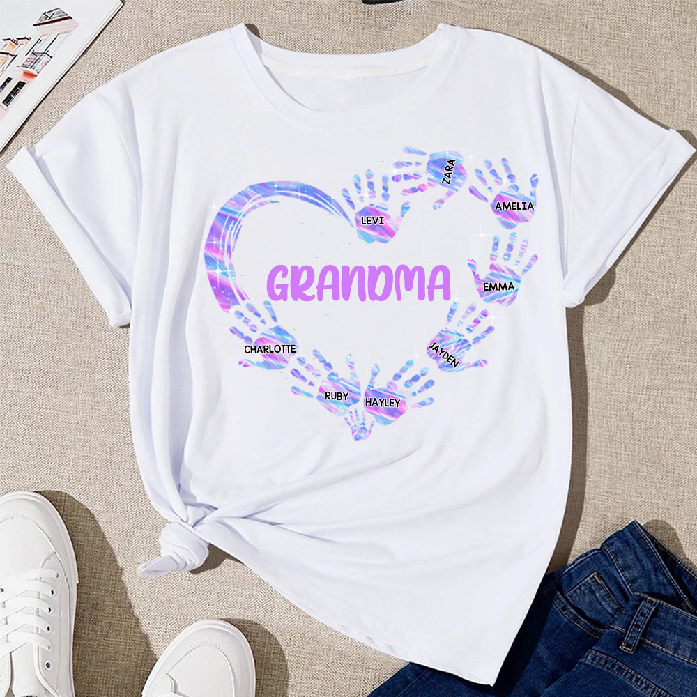 Custom Colorful Heart Hand Print Shirt - Classic Tee Ti Amo I love you