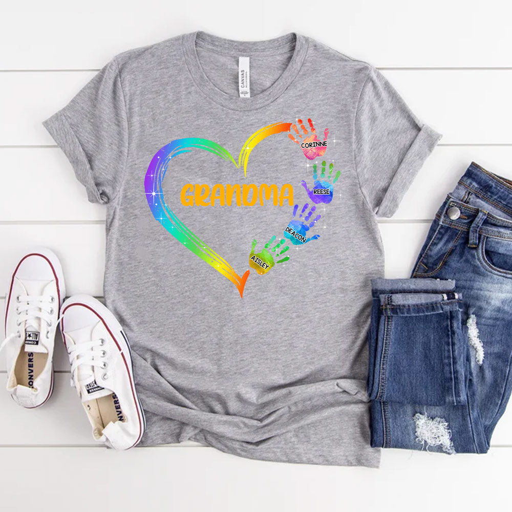 Custom Colorful Heart Hand Print Shirt - Classic Tee Ti Amo I love you