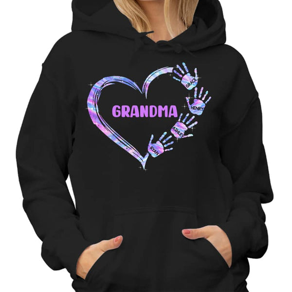 Custom Colorful Heart Hand Print Shirt - Pullover Hoodie - Sizes S-3XL Ti Amo I love you