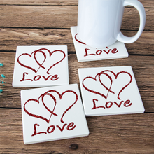 Load image into Gallery viewer, Custom Cork Backed Heat Resistant Coasters Coffee Mug - Hot/Cold Coasters - 4 PCS Ti Amo I love you
