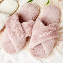 Load image into Gallery viewer, Custom Name - Fashion Plush Pink Slippers Winter Open-toed Indoor Slippers Ti Amo I love you
