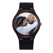 Load image into Gallery viewer, Custom Watch Black PU Quartz Watch Wooden Watches [Premium Gift Box] Ti Amo I love you
