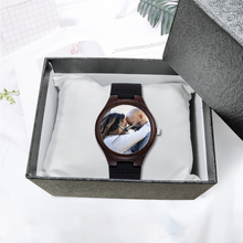 Load image into Gallery viewer, Custom Watch Black PU Quartz Watch Wooden Watches [Premium Gift Box] Ti Amo I love you
