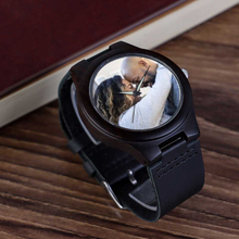 Load image into Gallery viewer, Custom Watch Black PU Quartz Watch Wooden Watches [Premium Gift Box] Ti Amo I love you
