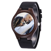 Load image into Gallery viewer, Custom Watch Black PU Quartz Watch Wooden Watches [Premium Gift Box] Ti Amo I love you
