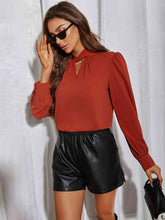 Load image into Gallery viewer, Cutout Puff Sleeve Blouse Ti Amo I love you
