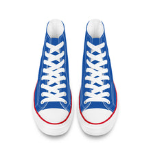 Load image into Gallery viewer, Ti Amo I love you - Exclusive Brand - Fun Blue - White Daisy - High Top Canvas Shoes - White  Soles
