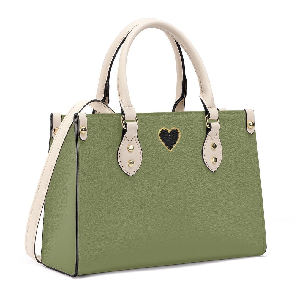 Ti Amo I love you - Exclusive Brand - Hazel Green - Luxury Womens PU Tote Bag - Cream Straps