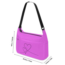 Load image into Gallery viewer, Ti Amo I love you - Exclusive Brand - Deep Lavender Magenta - Double Script Heart - Journey Computer Shoulder Bag
