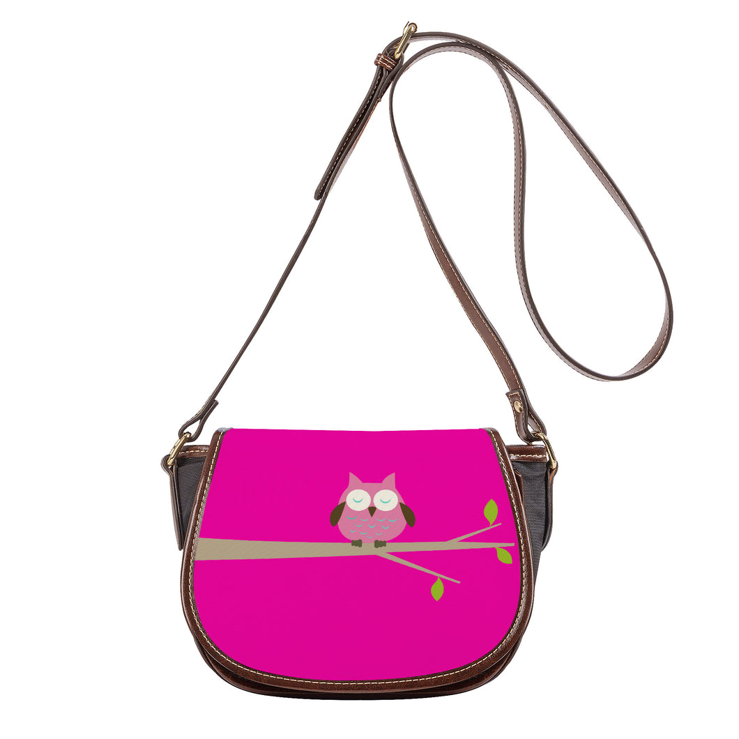 Ti Amo I love you - Exclusive Brand  - Hollywood Cerise - Owl -  Saddle Bag