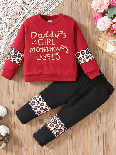 DADDY'S GIRL MOMMY'S WORLD Leopard Top and Pants Set Ti Amo I love you