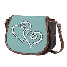 Load image into Gallery viewer, Ti Amo I love you - Exclusive Brand - Shadow Green 2 - Double White Heart - Saddle Bag
