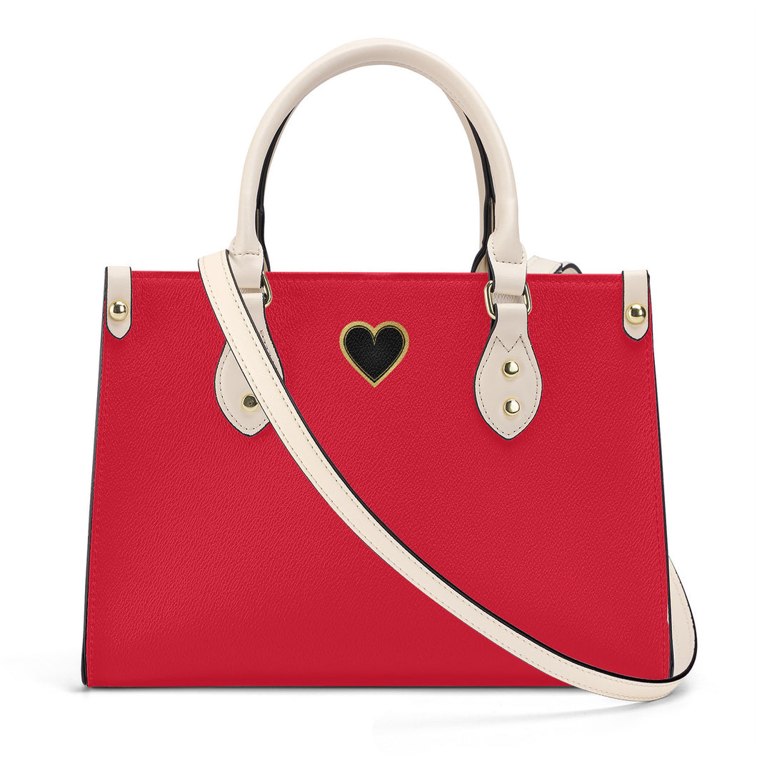 Ti Amo I love you - Exclusive Brand - Rose Madder - Luxury Womens PU Tote Bag - Cream Straps