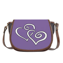 Load image into Gallery viewer, Ti Amo I love you - Exclusive Brand - Faded Purple 2 - Double White Heart - Saddle Bag
