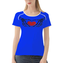 Load image into Gallery viewer, Ti Amo I love you - Exclusive Brand  - Blue Blue Eyes - Skeleton Hands with Heart  -Women&#39;s T shirt
