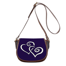 Load image into Gallery viewer, Ti Amo I love you - Exclusive Brand - Dark Indigo - Double White Heart - Saddle Bag
