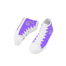 Load image into Gallery viewer, Ti Amo I love you - Exclusive Brand - Heliotrope3 - Double White Heart - Kids High Top Canvas Shoes
