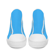 Load image into Gallery viewer, Ti Amo I love you - Exclusive Brand - Medium Cyan Blue -  High-Top Canvas Shoes - White Soles
