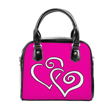 Load image into Gallery viewer, Ti Amo I love you - Exclusive Brand - Hollywood Cerise - Double White Heart - Shoulder Handbag
