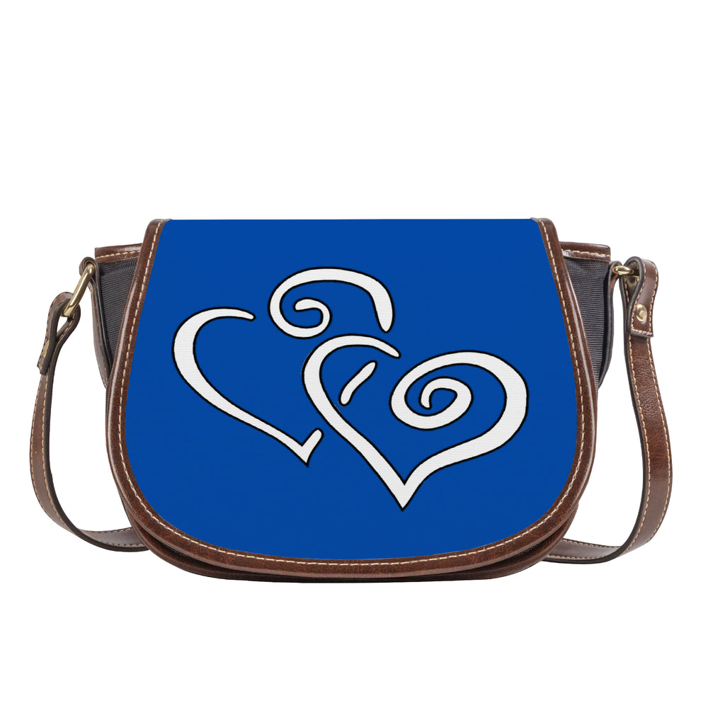 Ti Amo I love you - Exclusive Brand - Dark Blue - Double White Heart - Saddle Bag