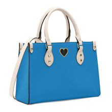 Load image into Gallery viewer, Ti Amo I love you - Exclusive Brand - Water Blue - Luxury Womens PU Tote Bag - Cream Straps
