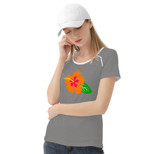 Load image into Gallery viewer, Ti Amo I love you - Exclusive Brand - Natural Gray - Hawaiian Flower - Women&#39;s T shirt - Sizes XS-2XL
