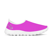 Load image into Gallery viewer, Ti Amo I love you - Exclusive Brand - Brilliant Lavender Rose - Double White Heart - Women&#39;s Mesh Running Shoes - White Soles
