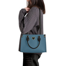 Load image into Gallery viewer, Ti Amo I love you - Exclusive Brand - Metallic Blue - Luxury Womens PU Tote Bag - Black Straps
