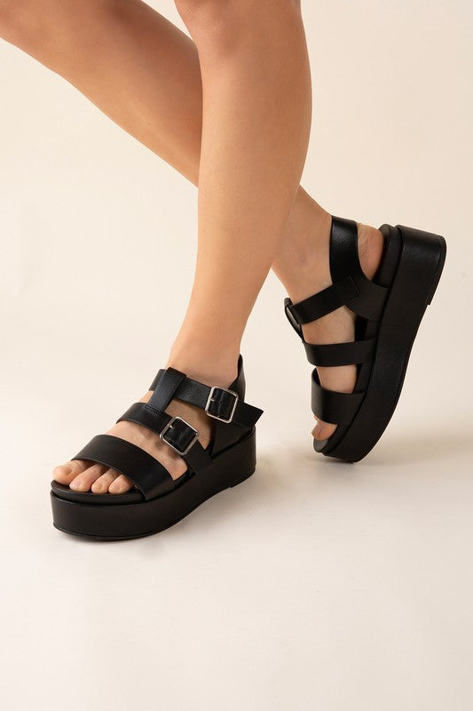 DREFTER- Black or Natural Chunky Summer Sandals Ti Amo I love you