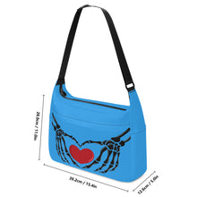 Load image into Gallery viewer, Ti Amo I love you - Exclusive Brand - Picton Blue 2 - Skeleton Heart Hands  -  Journey Computer Shoulder Bag
