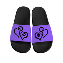 Load image into Gallery viewer, Ti Amo I love you - Exclusive Brand - Heliotrope 3 - Double Black Heart - Slide Sandals - Black Soles
