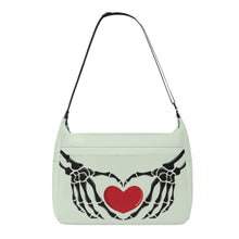 Load image into Gallery viewer, Ti Amo I love you - Exclusive Brand - Periglacial Blue - Skeleton Heart Hands  -  Journey Computer Shoulder Bag
