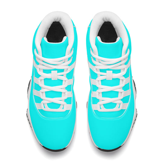 Ti Amo I love you - Exclusive Brand  - Aqua / Cyan - Skeleton Hands with Heart - High Top Air Retro Sneakers - White Laces