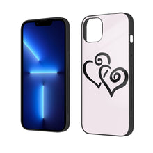 Load image into Gallery viewer, Ti Amo I love you - Exclusive Brand - Prim  - Double Black Heart  - iPhone 14 Glass Case (2 cameras)
