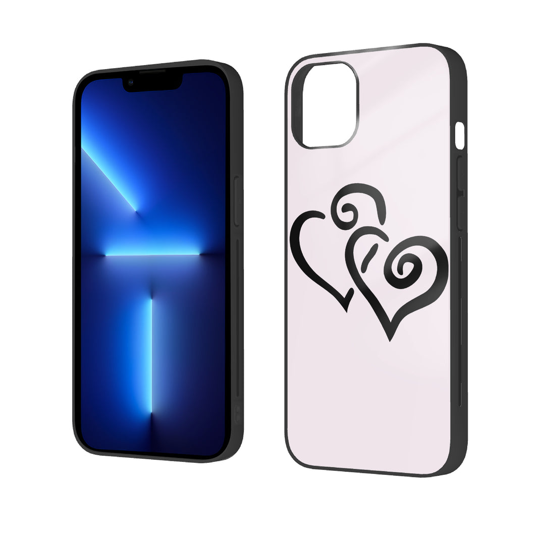 Ti Amo I love you - Exclusive Brand - Prim  - Double Black Heart  - iPhone 14 Glass Case (2 cameras)