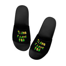 Load image into Gallery viewer, Ti Amo I love you - Exclusive Brand  - Black - Hip Hop Lettering - Slide Sandals - Black Soles
