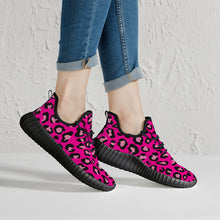 Load image into Gallery viewer, Ti Amo I love you - Exclusive Brand - Hollywood Cerise Leopard - Womens Mesh Knit Sneakers - Black Soles
