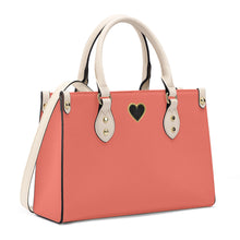 Load image into Gallery viewer, Ti Amo I love you - Exclusive Brand - Coral Quartz - Luxury Women PU Tote Bag - Cream Straps
