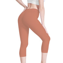 Load image into Gallery viewer, Ti Amo I love you - Exclusive Brand - Pale Copper - Double White Heart - Womens / Teen Girls / Womens Plus Size - Capri Yoga Leggings - Sizes XS-3XL
