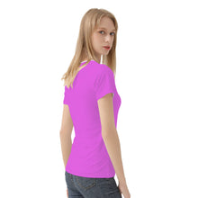 Load image into Gallery viewer, TI Amo I love you - Exclusive Brand - Deep Lavender Magenta - Double White Heart - Women&#39;s T shirt - Sizes XS-2XL
