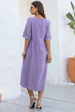 Load image into Gallery viewer, Decorative Button Round Neck Half Sleeve Dress Ti Amo I love you
