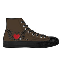 Load image into Gallery viewer, Ti Amo I love you - Exclusive Brand - Abbot - Skeleton Hands with Heart - High Top Canvas Shoes - Black  Soles
