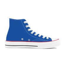 Load image into Gallery viewer, Ti Amo I love you - Exclusive Brand - Fun Blue - White Daisy - High Top Canvas Shoes - White  Soles
