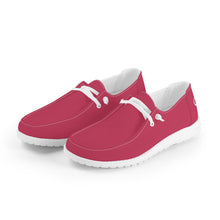 Load image into Gallery viewer, Ti Amo I love you - Exclusive Brand - Viva Magenta - Double White Heart - Canvas Loafers Slip On
